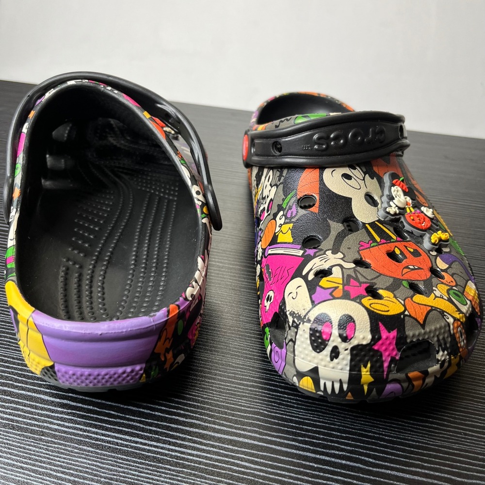 Crocs Clog Disney Halloween Mickey Minnie Mouse Mens 6 Womens 8 Black Multi Foam